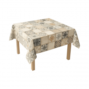 Rola fata de masa decorativa PVC 1.37x20m, grosime 0.18mm, textil 45 g/mp, model mozaic natur Breckner Germany