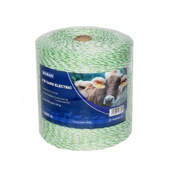 Rola fir verde fluorescent-alb fi 2.5mm 3x0.2mm SS, 1x0.25mm Cu, 1000m gard electric Baisan