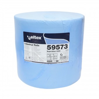 Rola lavete industriale 3 straturi hartie albastra 36x36cm Celtex Superblue 1000 portii/rola 59573