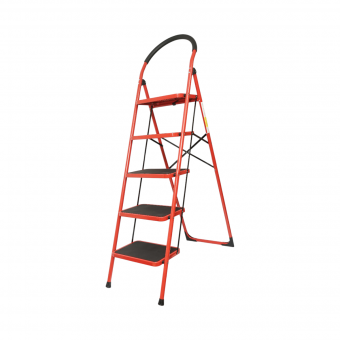 Scara pliabila otel 5 trepte antiderapante, inaltime 165cm, sarcina maxima 150kg rosie Breckner Germany