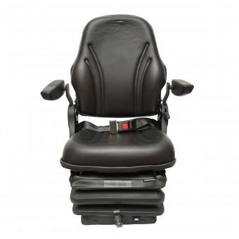 Scaun universal cu suspensie pe aer, reglabil pe inaltime si greutate 50-140Kg, cotiere si spatar rabatabil 50-90° pentru tractor, utilaje agricole, industriale, stivuitor