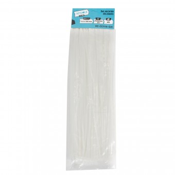 Set 100 bride plastic Detoolz 3.6x300mm, protectie UV, ALB