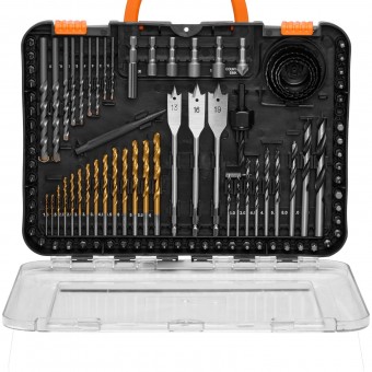 Set 100 burghie, biti, carote, HSS, Cr-V, cutie transport, etichete clare pentru organizare