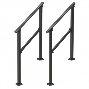 Set 2 balustrade otel, 1-2 trepte Vivatechnix, Dimensiune 1030 x 84 x 920 mm, Unghi reglabil 0° - 40°, Negru