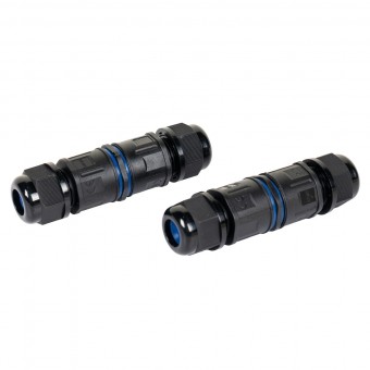 Set 2 conectori cablu Detoolz, ermetici, Ø22x72mm, 3 pini, clasa de etanseitate IP68