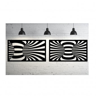 Set 2 decoratiuni perete Krodesign Spiral, negru, 25 x 45 x 1.5 cm