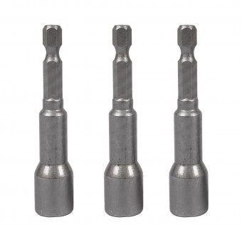 Set 3 tubulare Detoolz, prindere hexagonala 1/4, dimensiuni 8mm * 65mm, magnetice