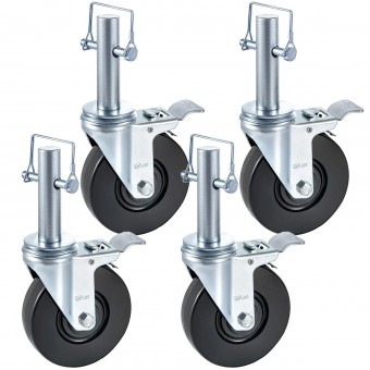 Set 4 roti pivotante, pentru schele, Capacitate 113 kg/roata, Cauciuc/Otel