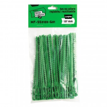 Set 50 coliere Micul Fermier, reglabile/reutilizabile, lungime 137 mm, verde