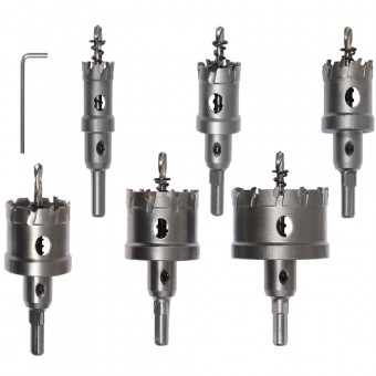 Set 6 carote TCT pentru metal in cutie aluminiu