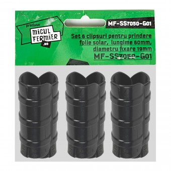 Set 6 clipsuri Micul Fermier pentru prindere folie solar, lungime 60mm, diametru fixare 19mm