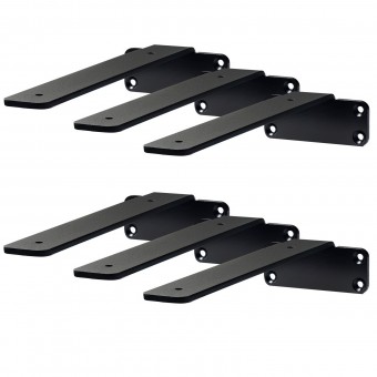 Set 6 suporturi pentru rafturi, Vivatechnix 210 x 100 x 45 mm, Otel, Negru, max 72.6 kg, Grosime 5 mm