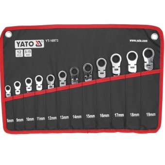 Set combinate flexibile cu clichet in husa textila, 12 bucati, 8-19 mm