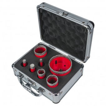 Set de carote diamantate dry M14, Ø8-68mm, cutie aluminiu 