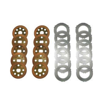 Set discuri frictiune 222x49.5x3.9mm Z=15, placa 240x140x3.8mm pentru JCB 1700B, 214, 215, 216, 217, 3C, 3CX, 3D, 3DX, 4C, 4CN, 4CX OEM 450-10224/450-10226