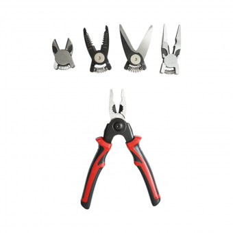 Set multifunctional 5 in 1 cu foarfeca, cleste patent taiere, sertizare, sfic, dezizolare cabluri