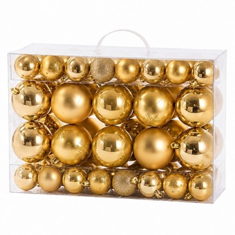 Set ornamente plastic de craciun / auriu - 68