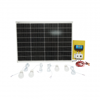 Set panou solar 75W fotovoltaic monocristalin 760x550x25mm 12-24V 4 becuri LED 9W Breckner Germany