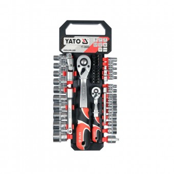 Set tubulare cu accesorii clichet 1/4'', 1/2 '', 51 piese, Cr-V