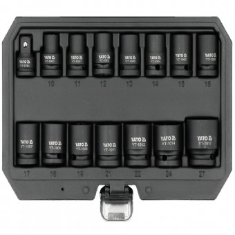 Set tubulare impact 1/2, 10-27mm, 15 piese in cutie cu adaptor 3/8