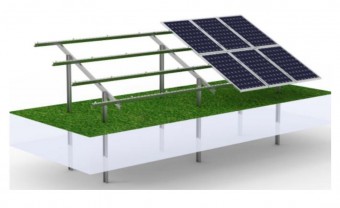 Sistem complet montare, structura sol cu stalpi pentru 20-24 panouri solare fotovoltaice de 2384x1096x35mm, 2384x1303x35mm, unghi 30 grade