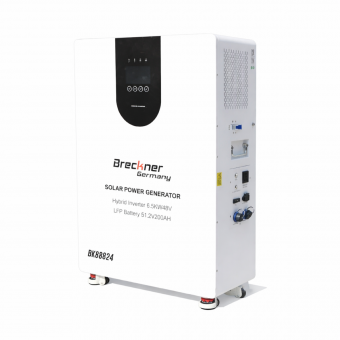 Sistem solar All-in-One cu invertor hibrid 6.5kW, 48V ON/OFF GRID monofazic, baterie integrata 10.24kWh Li-ion 51.2V 200Ah Breckner Germany