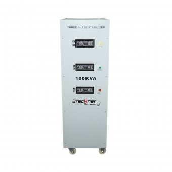 Stabilizator automat de tensiune 100KVA trifazat cu servomotor, bypass, afisaj LCD Breckner Germany