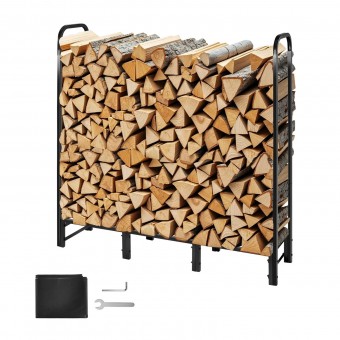 Suport de lemne cu husa impermeabila, pentru seminee, Vivatechnix 1220 × 320 × 1180 mm, Otel, Negru