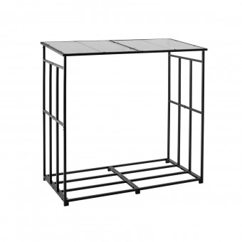 Suport de lemne pentru seminee, cu acoperis, Vivatechnix 1430 × 70 × 1430 mm, Otel, Negru