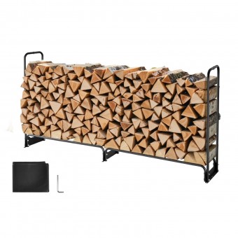 Suport de lemne pentru seminee, Vivatechnix 2570 × 360 × 1170 mm, Otel, Negru, Husa impermeabila