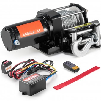 Troliu electric 12V DC, 1.3 CP, capacitate 1814 kg, cablu 12 m, Telecomanda WiFi si cu fir, IP55, pentru ATV