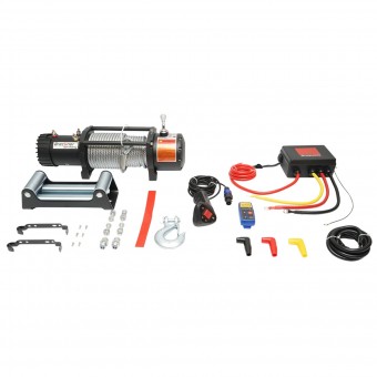 Troliu electric cu telecomanda 12V, 5 cp, 4.3T (9500lbs) cablu otel 9x24m solenoid 400A Breckner Germany