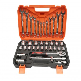 Trusa chei tubulare 8-32mm si chei fixe combinate 8-19mm, 1/2 antrenor cu clichet 37 piese Breckner Germany