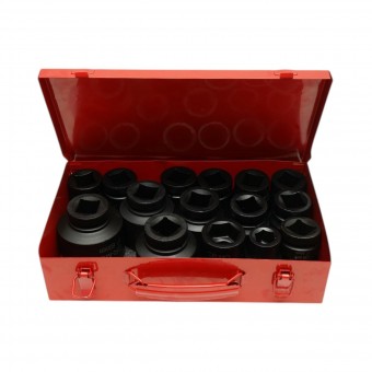 Trusa chei tubulare camion de impact scurte 22-36mm si lungi 38-60mm, patrat 1 inch Cr-Mo 15 piese Breckner Germany