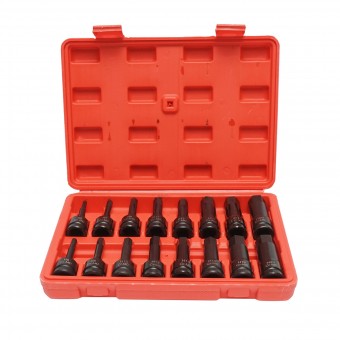 Trusa chei tubulare de impact hexagonale lungi H5-H21, patrat 1/2 inch Cr-Mo 16 piese