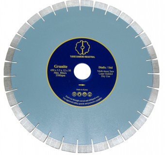 Tudee Disc diamantat debitare granit, standard, 450x50x12x3.3mm, reductie
