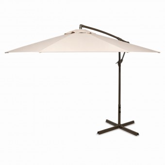 Umbrela de gradina rotunda crem 3m, brat lateral reglabil cu manivela, structura metalica Breckner Germany