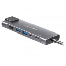 Adaptor hub usb tip c hdmi/2x usb3.0/2x usb tip c/rj45