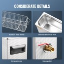 Aparat de curatat cu ultrasunete, Capacitate 10 l, 300W, frecventa ultra-înalta 40 kHz, Cosuri si camera interioare, Inox, 0 la 80°C