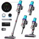 Aspirator vertical fara fir 300W, putere aspirare 35 kPa, baterie 2000mAh, recipient praf 800ml, 3 moduri de aspirare, ecran tactil LED, motor brushless, perie iluminata LED