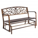 Banca cu cadru metalic otel, spatar fonta, Bronz antic, Lungime 127 cm, max 250 kg, 2-3 persoane