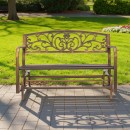 Banca cu cadru metalic otel, spatar fonta, Bronz antic, Lungime 127 cm, max 250 kg, 2-3 persoane