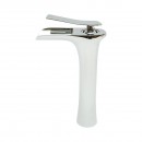 Baterie lavoar baie inalta Premium din cupru, pipa tip cascada, design rotund, monocomanda, crom lucios, furtunuri incluse