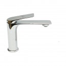 Baterie lavoar baie Premium din cupru, pipa lunga, design rotund, monocomanda, crom lucios, furtunuri incluse