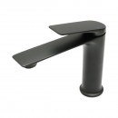 Baterie lavoar baie Premium din cupru, pipa lunga, design rotund, monocomanda, negru mat, furtunuri incluse