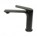 Baterie lavoar baie Premium din cupru, pipa lunga, design rotund, monocomanda, negru mat, furtunuri incluse