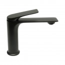 Baterie lavoar baie Premium din cupru, pipa lunga, design rotund, monocomanda, negru mat, furtunuri incluse