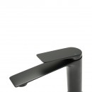 Baterie lavoar baie Premium din cupru, pipa lunga, design rotund, monocomanda, negru mat, furtunuri incluse
