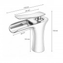 Baterie lavoar baie Premium din cupru, pipa tip cascada, design rotund, monocomanda, argintiu satinat, furtunuri incluse
