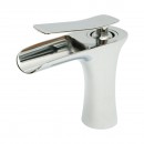 Baterie lavoar baie Premium din cupru, pipa tip cascada, design rotund, monocomanda, crom lucios, furtunuri incluse
